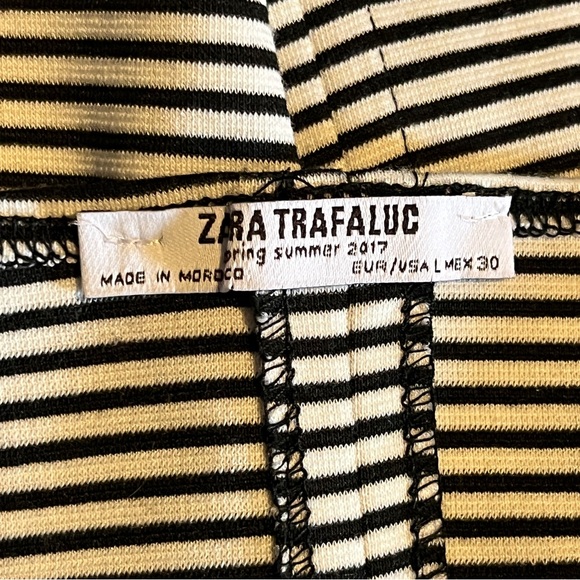 zara trafaluc bodycon dress black white horizontal stripe size large - Picture 7 of 7